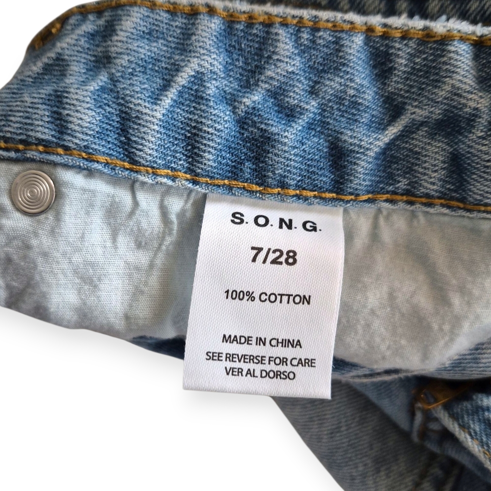 S.O.N.G. Denim Jorts-Long Shorts Light Denim Wash Sz 7/28 - Picture 6 of 7